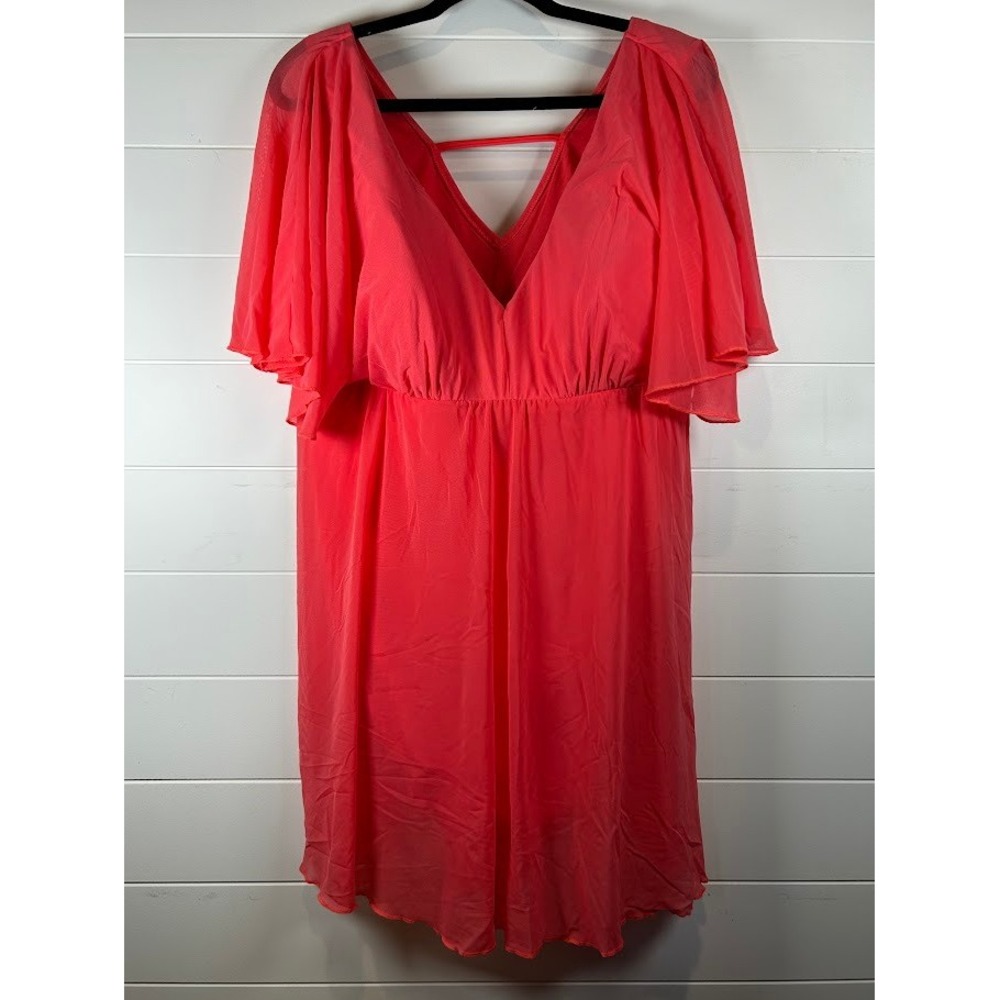Lane Bryant Coral Pink Flutter Sleeve Swim Dress Plus Size 22 Pull On
